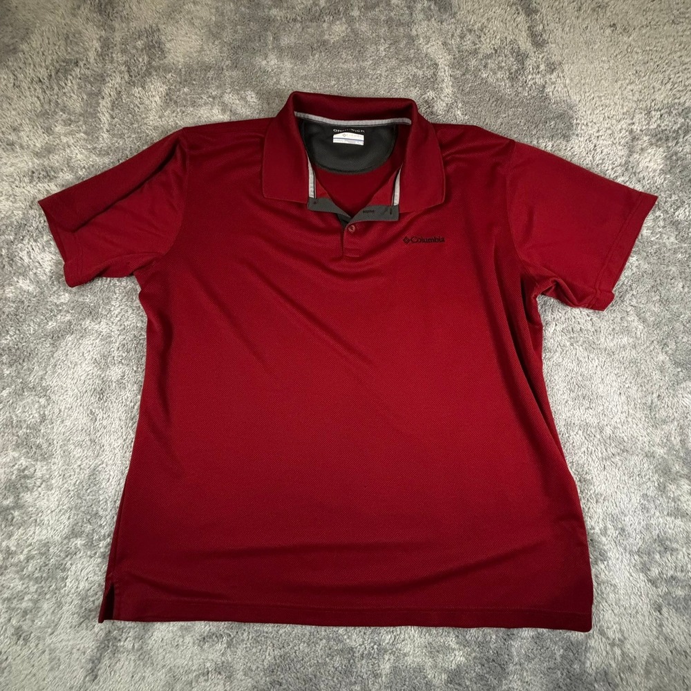 Columbia Omni-Wick Mens XL Red Short Sleeve Performance Polo Shirt AM0126